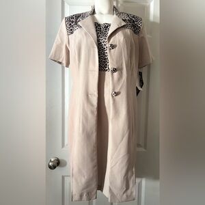 NWT Betsy’s Things 2 Pc Taupe Animal Print MIDI Dress/Blazer Combo size 12